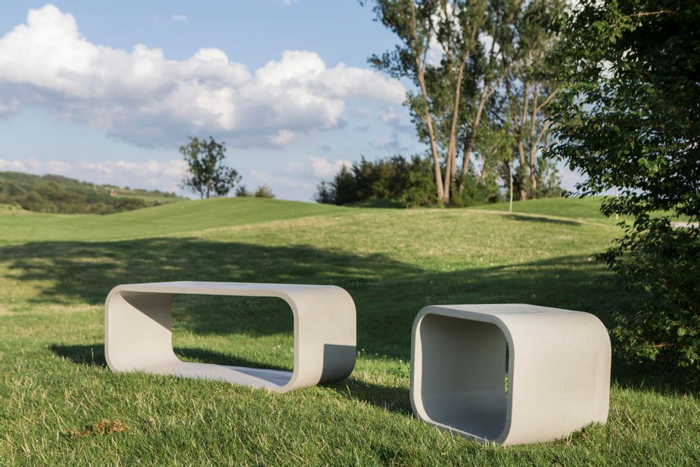 Stools for hospitalities & contracts - OPUS SOLO 1-Seater Concrete Bench / Sideboard / Table / Stool for indoor and outdoor use - CO33 EXKLUSIVE BETONMÖBEL