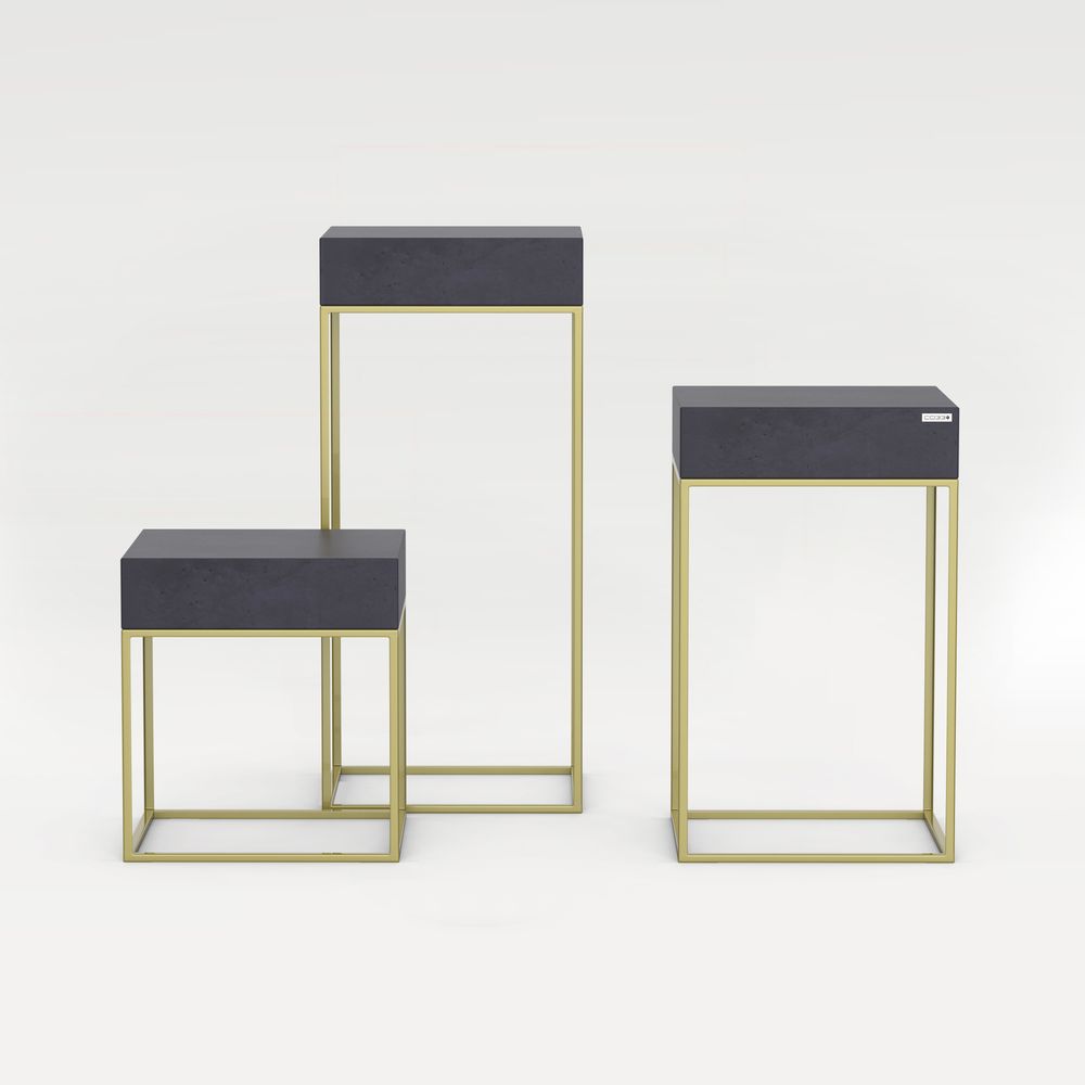 Night tables - ANGULUS COLUMNA Concrete and Steel Decorative Pedestal / Side Table / Stand - CO33 EXKLUSIVE BETONMÖBEL