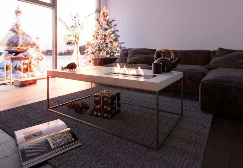 Coffee tables - TABULA CUBICOLO IGNIS Concrete Table with steel frame with or without fireplace - CO33 EXKLUSIVE BETONMÖBEL