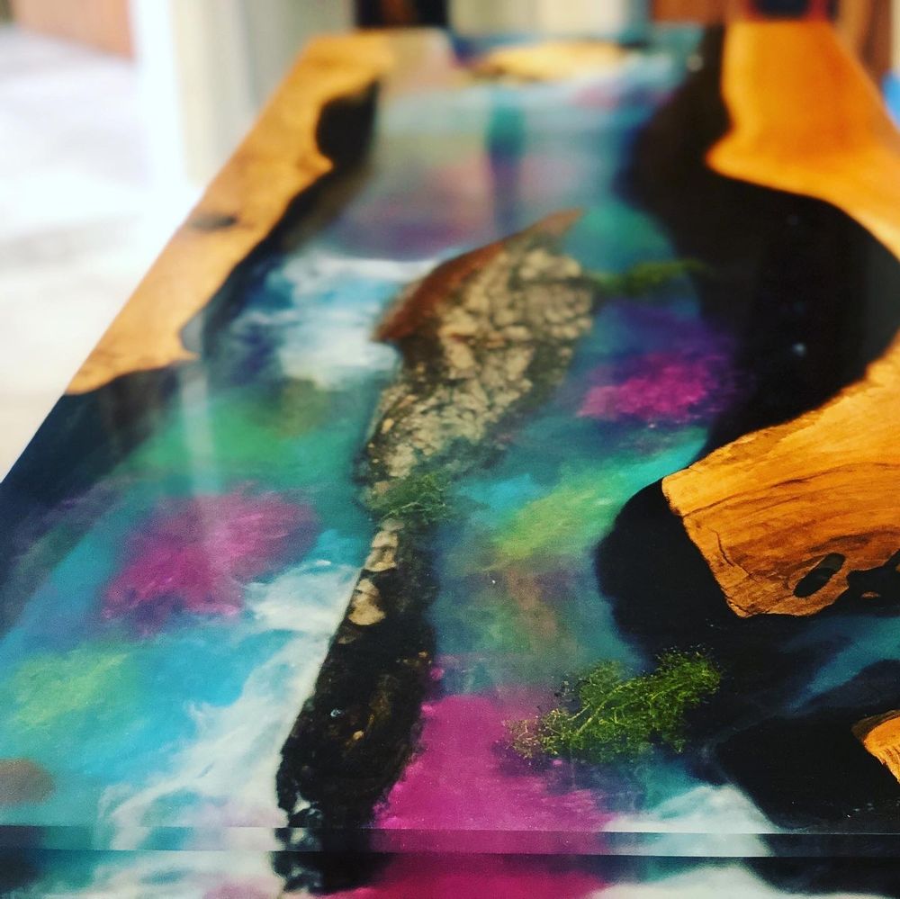 Tables basses - Table Inspirée de la rivière colombienne "caño cristales" - JIMMY ARTWOOD