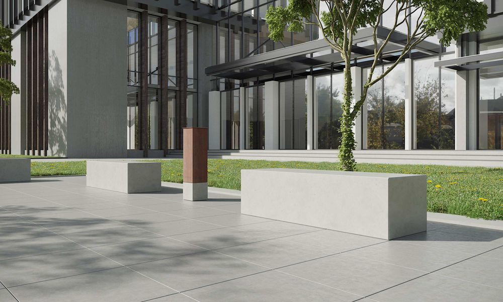 Benches for hospitalities & contracts - ANGULUS SEDES TRUNCUS Concrete garden bench with optional wood seat/backrest - CO33 EXKLUSIVE BETONMÖBEL