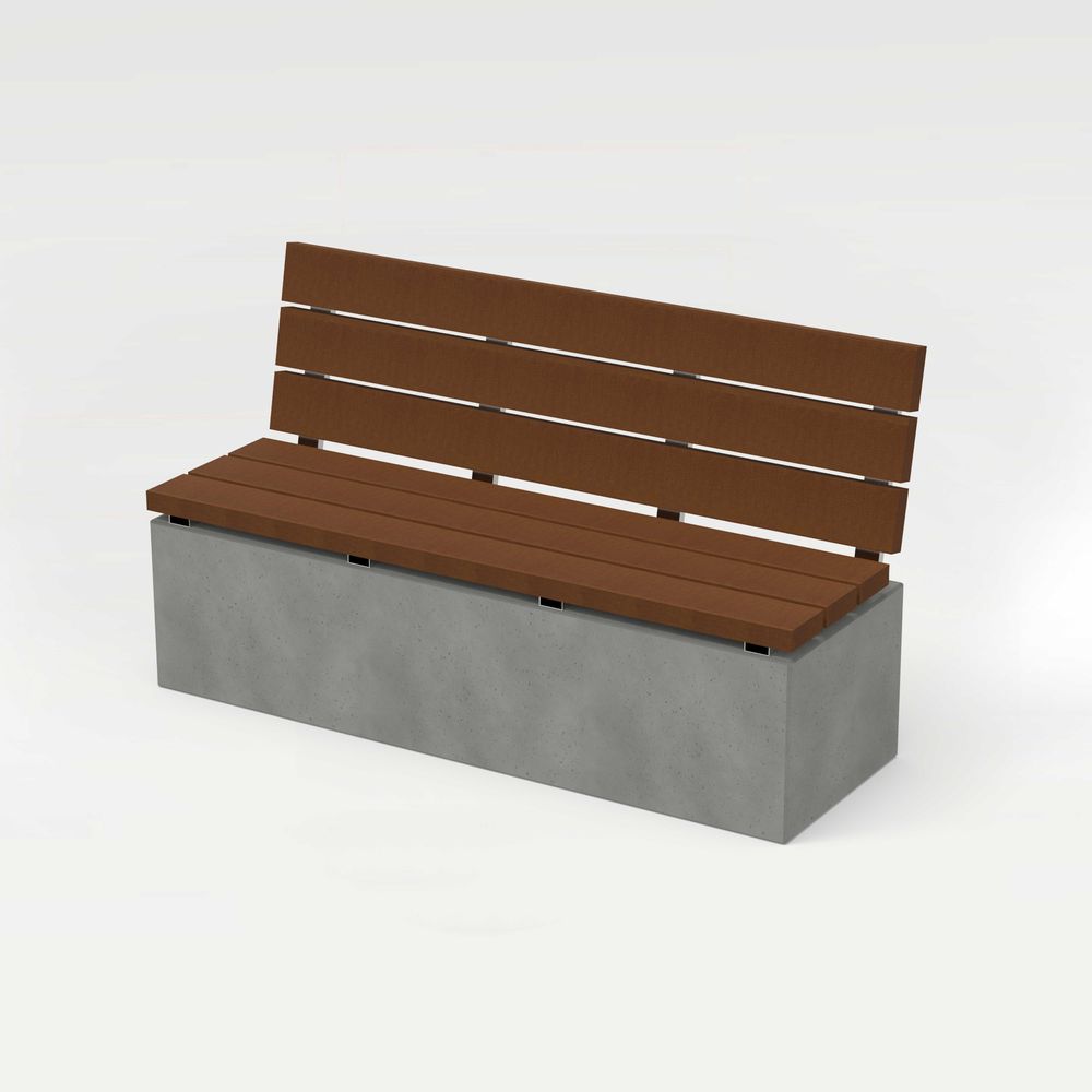 Benches for hospitalities & contracts - ANGULUS SEDES TRUNCUS Concrete garden bench with optional wood seat/backrest - CO33 EXKLUSIVE BETONMÖBEL
