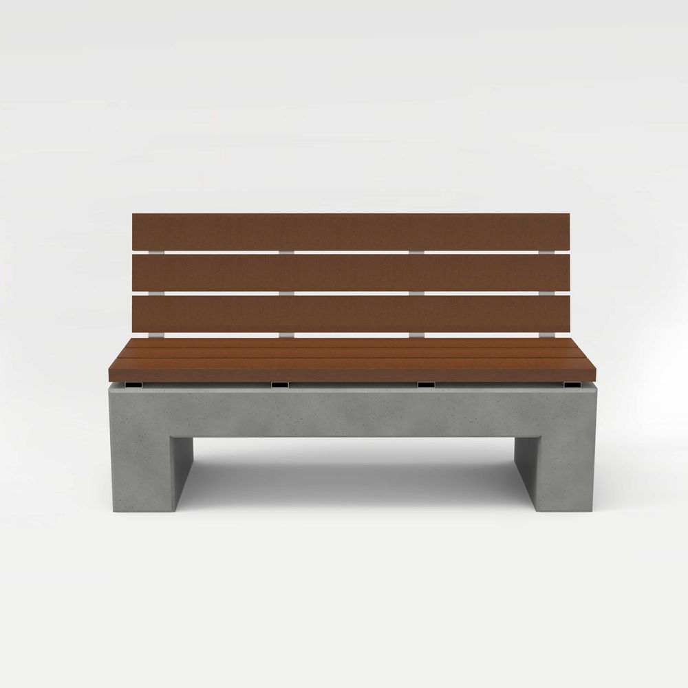 Banquettes pour collectivités - ANGULUS SEDES PONTIS Banc de jardin en béton, En forme de U avec revêtement / dossier en bois en option - CO33 EXKLUSIVE BETONMÖBEL