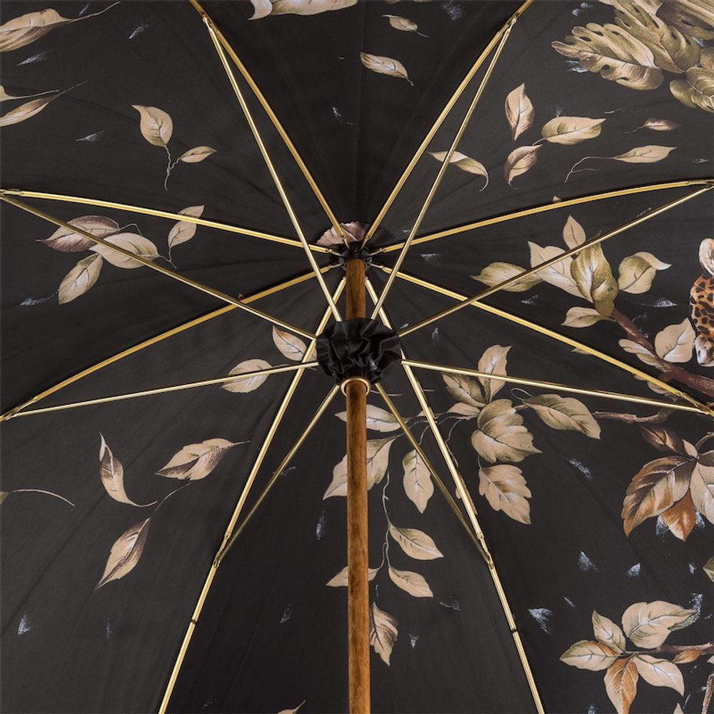 Shelves - LEOPARD UMBRELLA WITH WONDERFUL INTERIOR AND BAMBOO HANDLE, DOUBLE CLOTH - PASOTTI