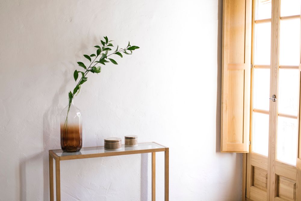 Console table - Oak wood and glass console MU70189 - ANDREA HOUSE