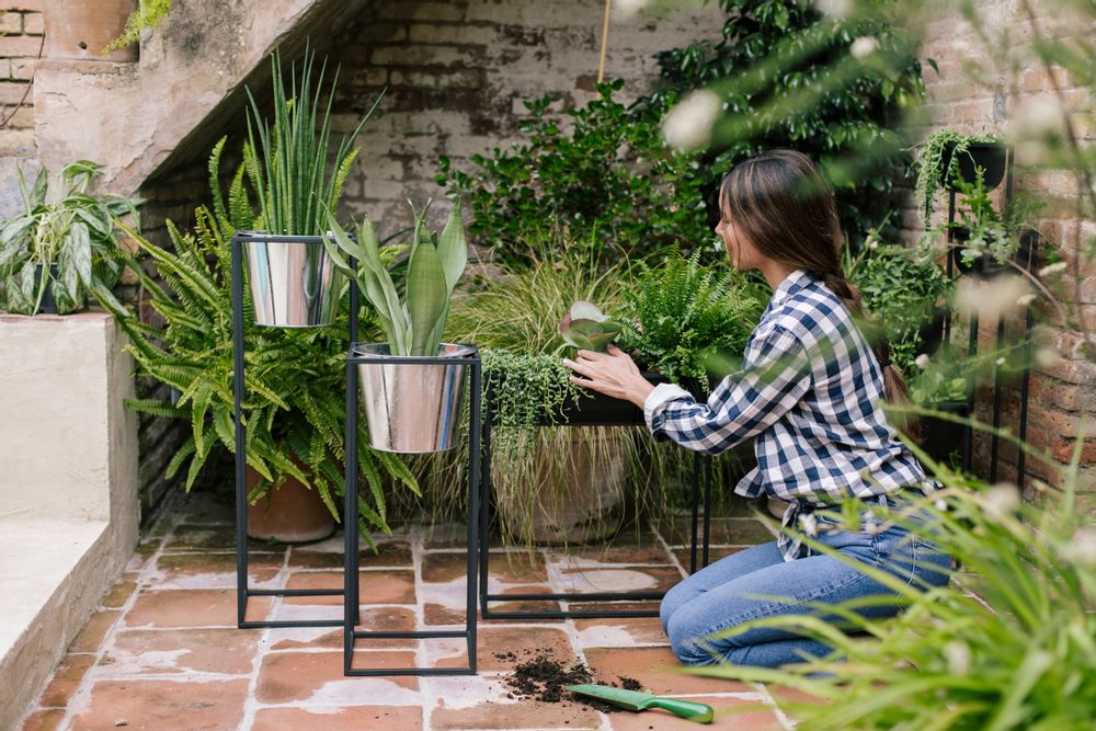 Flower pots - Black Metal Pot AX70036 - ANDREA HOUSE