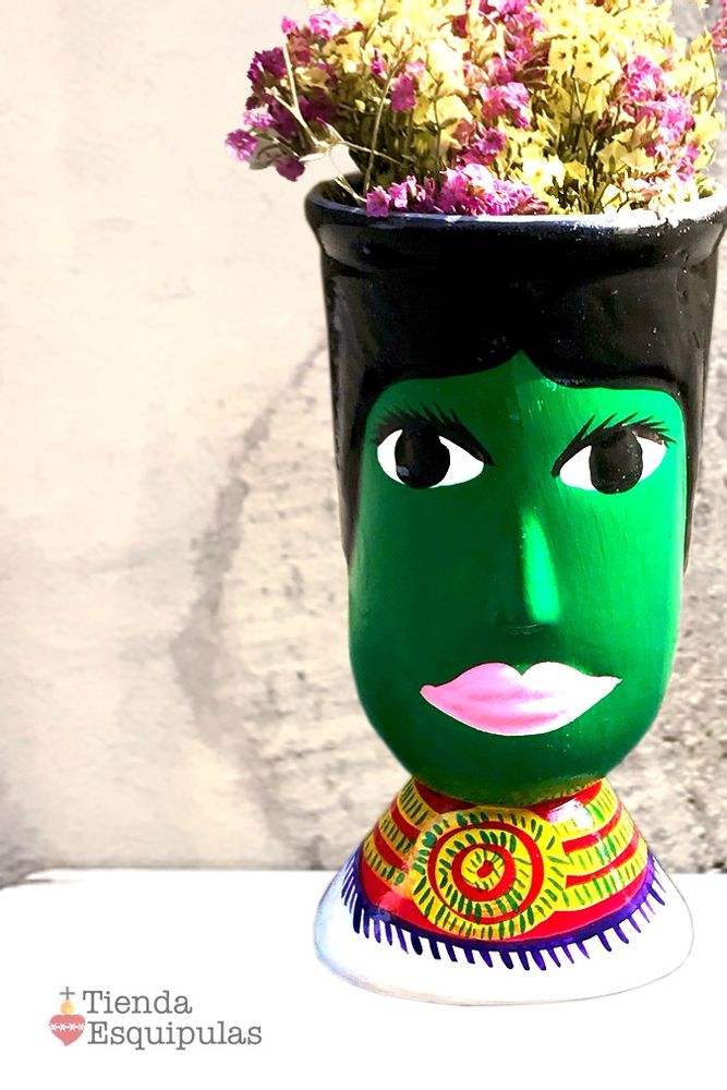 Pottery - Green Giant Head - TIENDA ESQUIPULAS