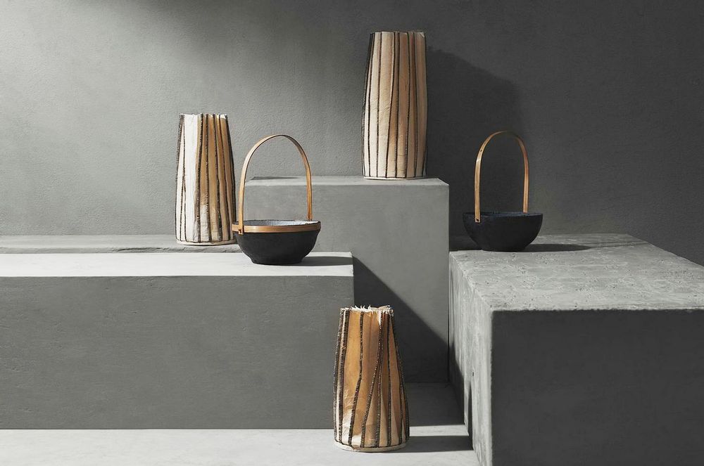 Vases - Washable Paper Stitched Vase (Natural) - INDIGENOUS