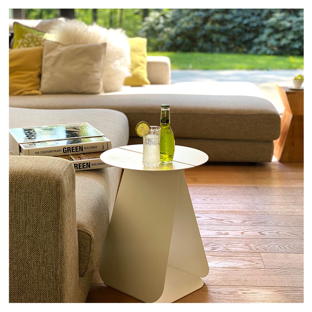 Tables basses - Table d'appoint ronde symétrique YOUMY - Blanc poudré - MADEMOISELLE JO