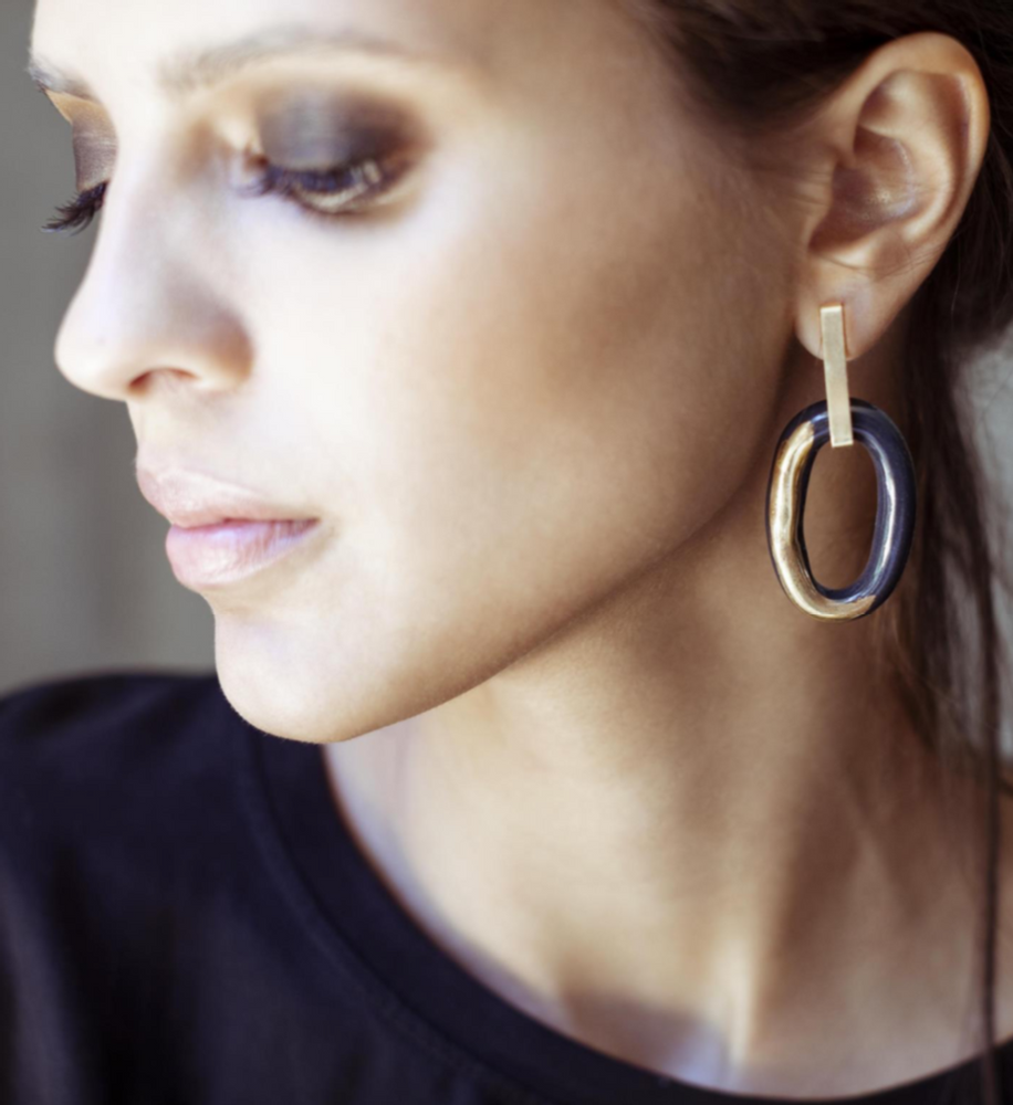 Bijoux - Chain boucles d'oreilles 1 maillon - CHRISTINE'S - HANDMADE DESIGNERS ACCESSORIES