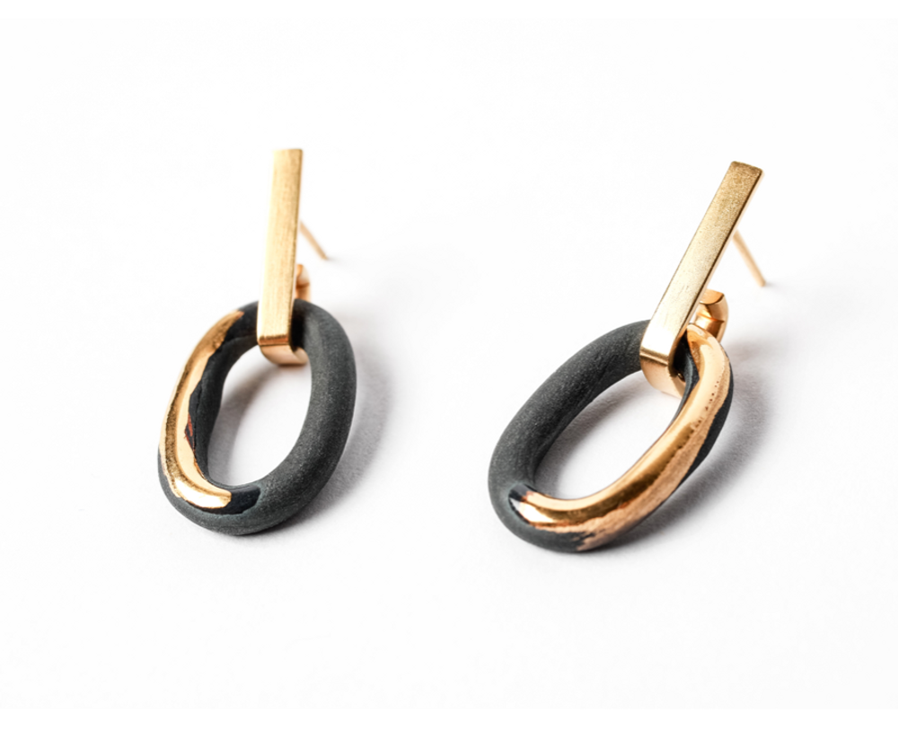 Bijoux - Chain boucles d'oreilles 1 maillon - CHRISTINE'S - HANDMADE DESIGNERS ACCESSORIES