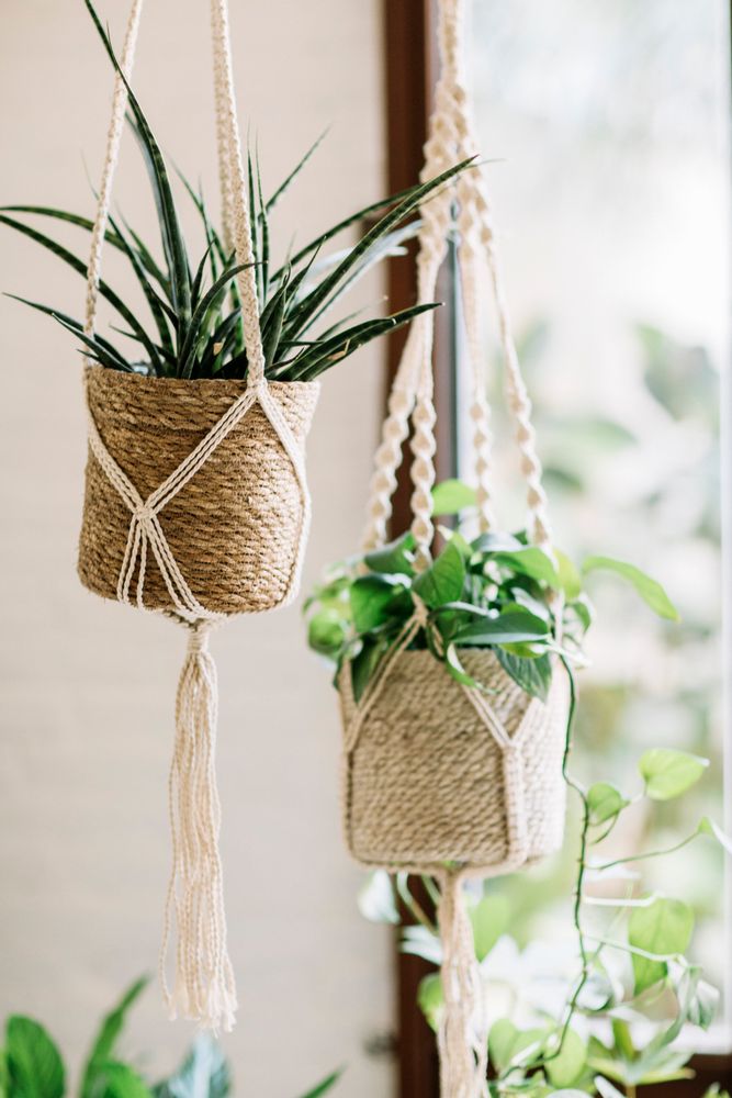 Rangements pour salle de bain - Lot de 3 pots de fleurs en jute naturel AX18069 - ANDREA HOUSE