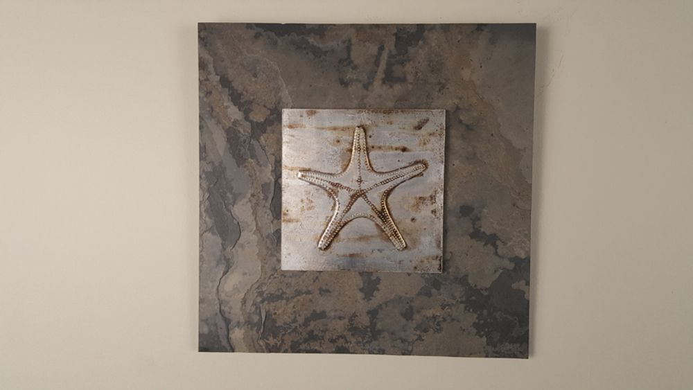 Autres décorations murales - Art mural inspiré de la nature et durable. Sujet : Design Poissons Étoiles Finition Argent Antique - VEN AESTHETIC CREATIONS