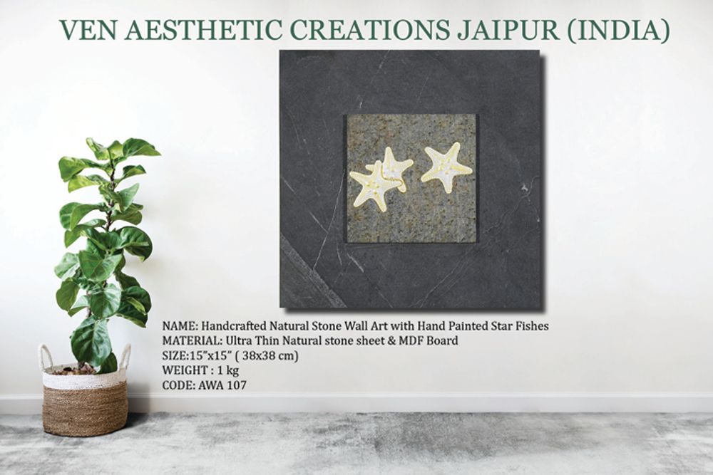 Autres décorations murales - Art mural inspiré de la nature et durable. Sujet : Design Poissons Étoiles Finition Argent Antique - VEN AESTHETIC CREATIONS