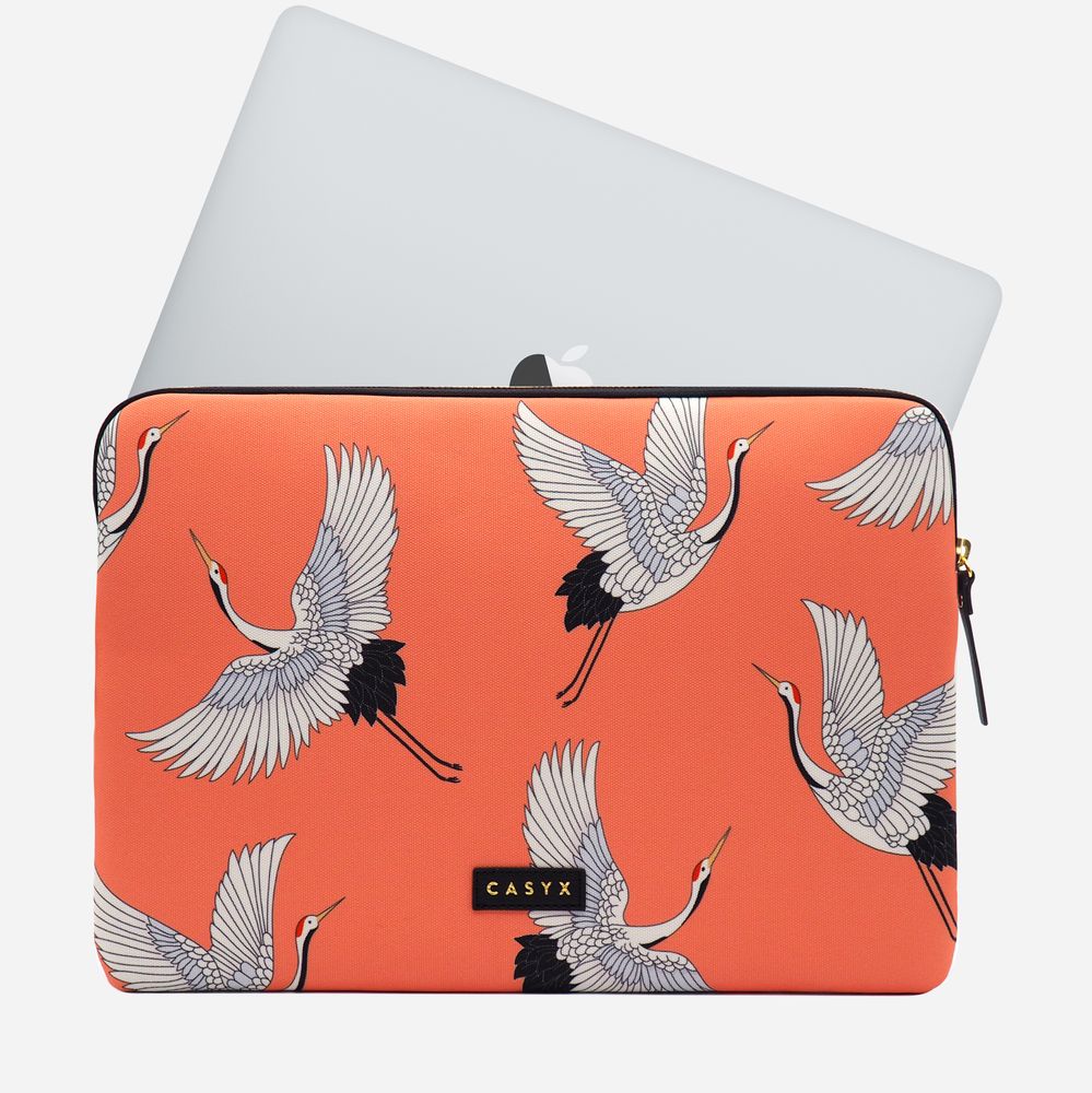 Travel accessories - Laptop sleeve Macbook 13": Coral Cranes - CASYX