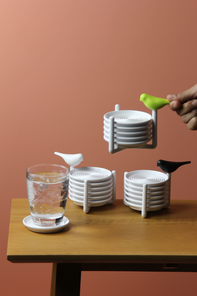 Office sets - Sparrow Jug & Spoon + Stirrer - Kitchenware : Party Drinking glass Coaster Canister Jar Tea and Coffee 100% recyclable. - QUALY DESIGN OFFICIAL