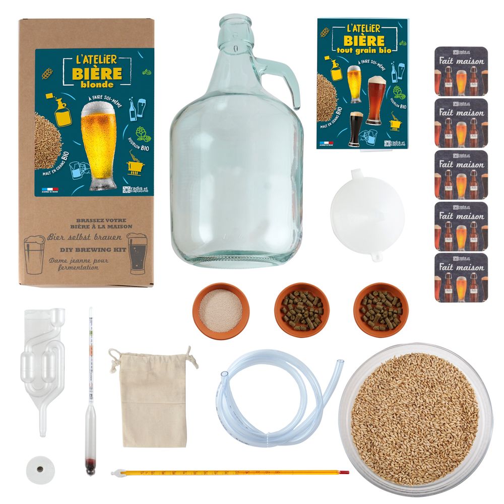 Coffrets et boîtes - Coffret Brassage tout grain malt bio 4L bière blonde Bio - RADIS ET CAPUCINE