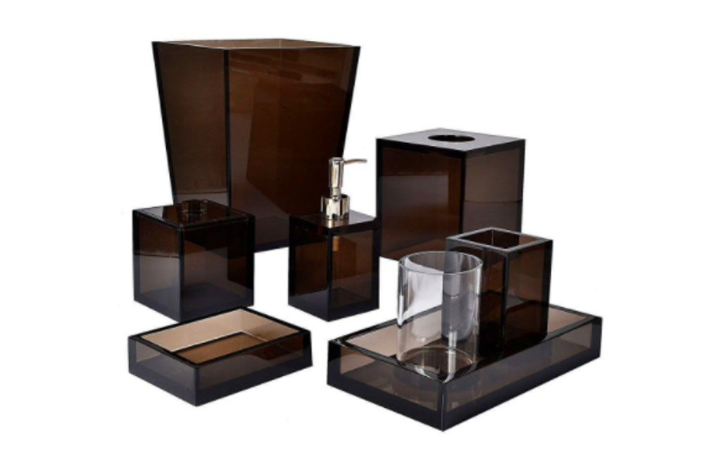 Hotel bedrooms - Ice smoked brush holder Lucite - MIKE + ALLY