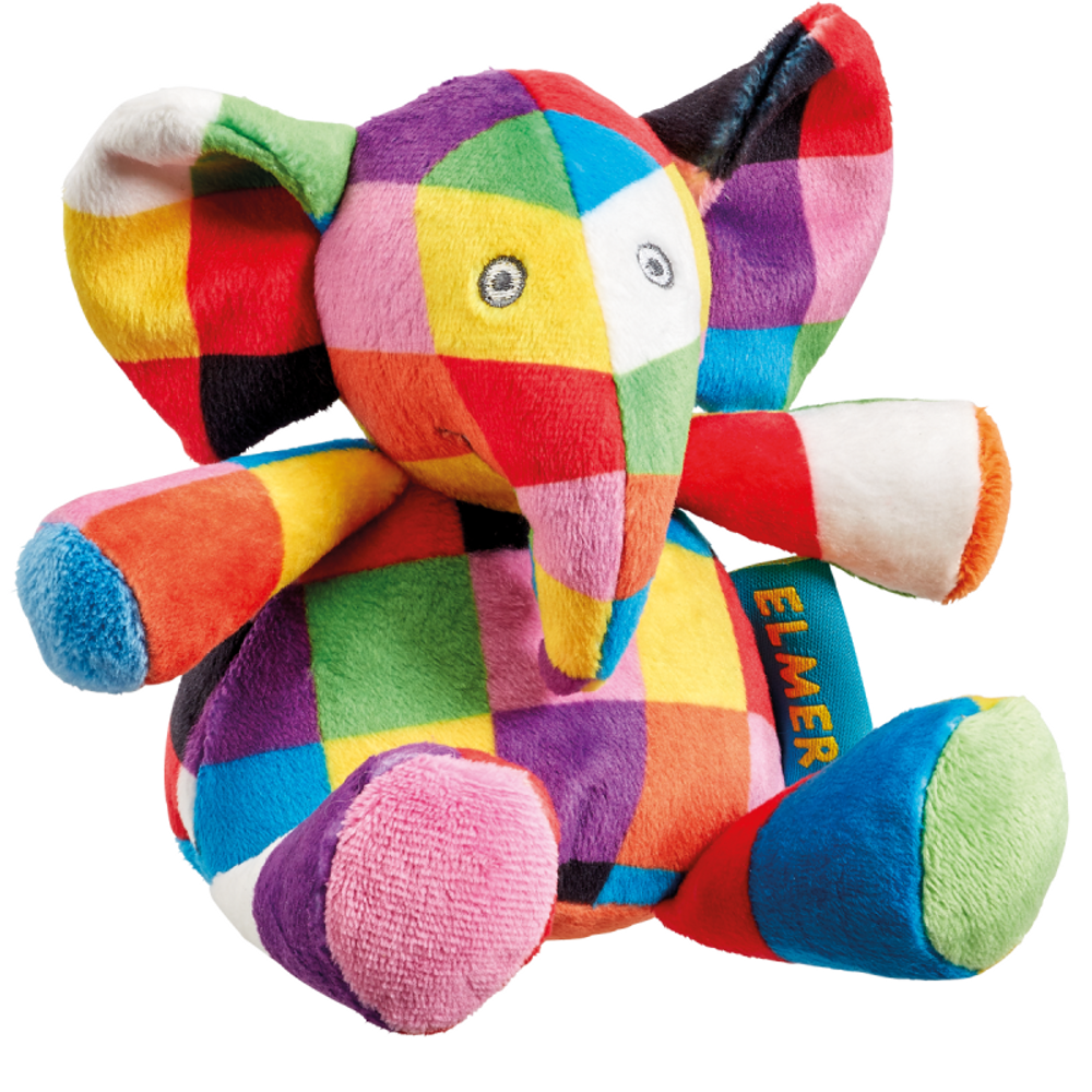 Cadeaux - Elmer peluche hochet - PETIT POUCE FACTORY