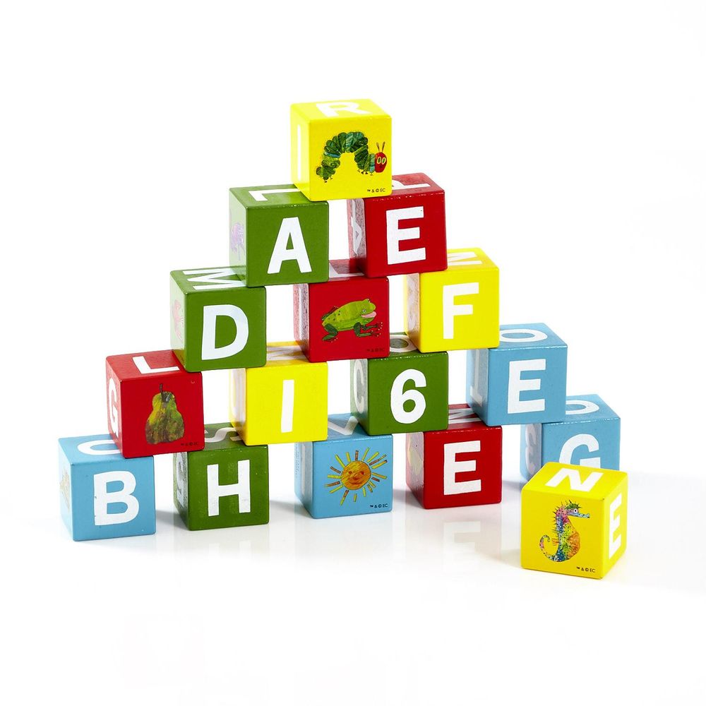 Produits sous licence  - Cubes en bois La Chenille qui fait des Trous - PETIT POUCE FACTORY