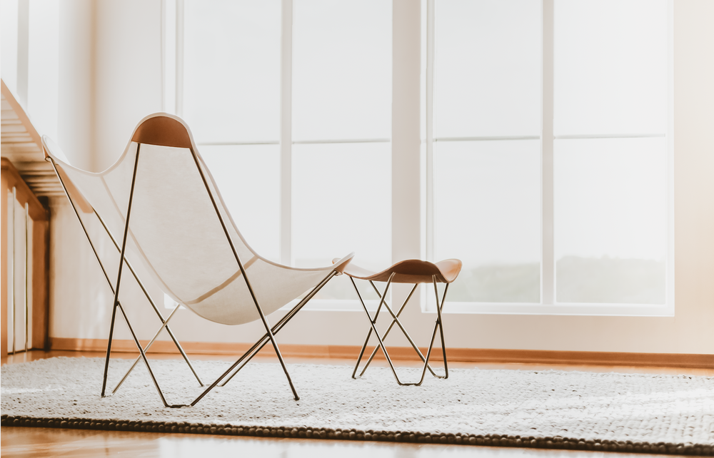 Objets design - Canvas Mariposa en toile (fauteuil en chanvre) - Structure Chrome - CUERO