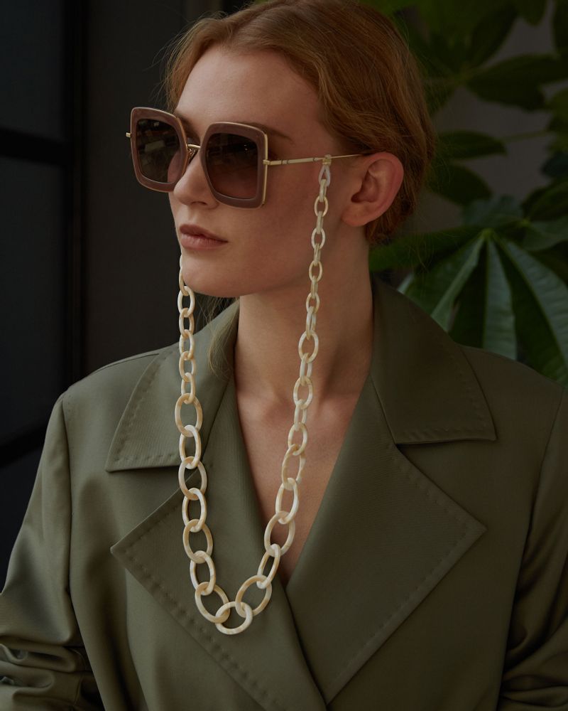 Lunettes - Chaîne Smiley | Nacre | Chaîne de lunettes - ORRIS LONDON