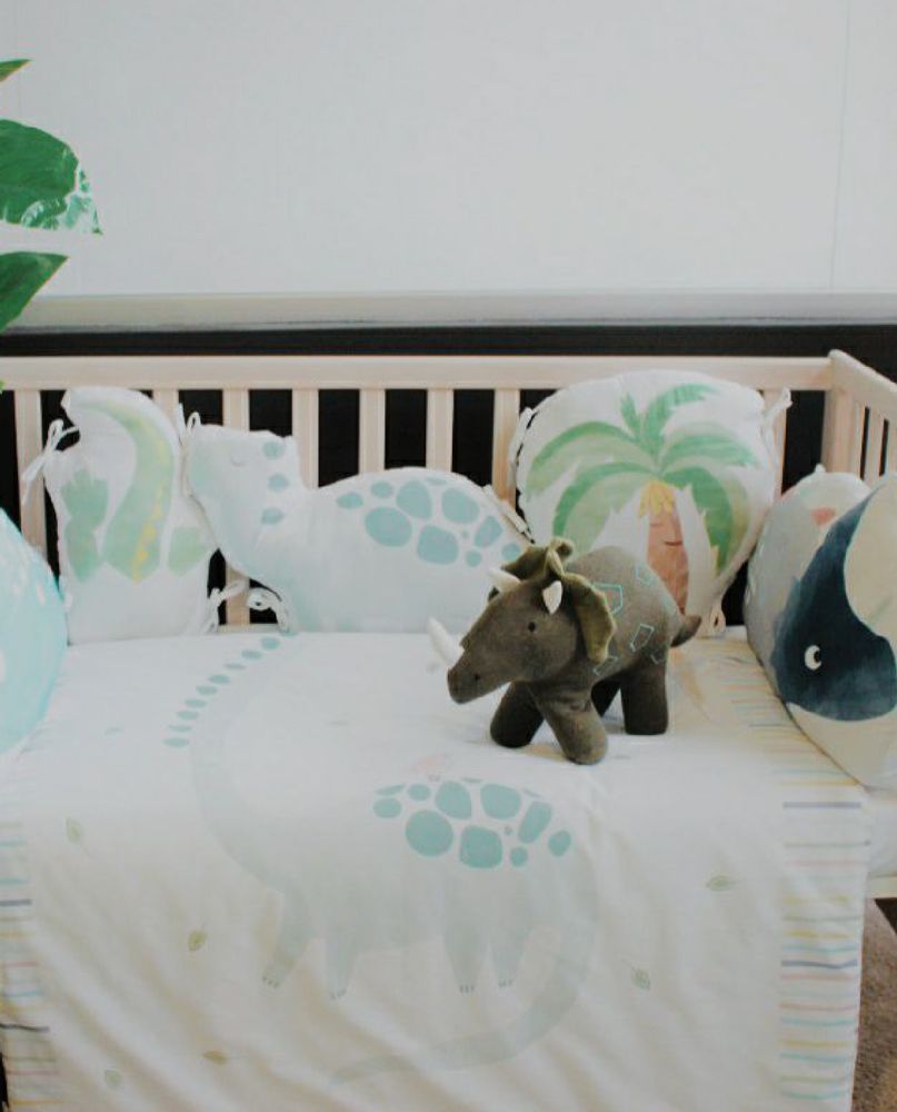 Linge de lit - PRINTED CRIB BLANKET WITH DINOSAUR MOTIF - PETIT ALO