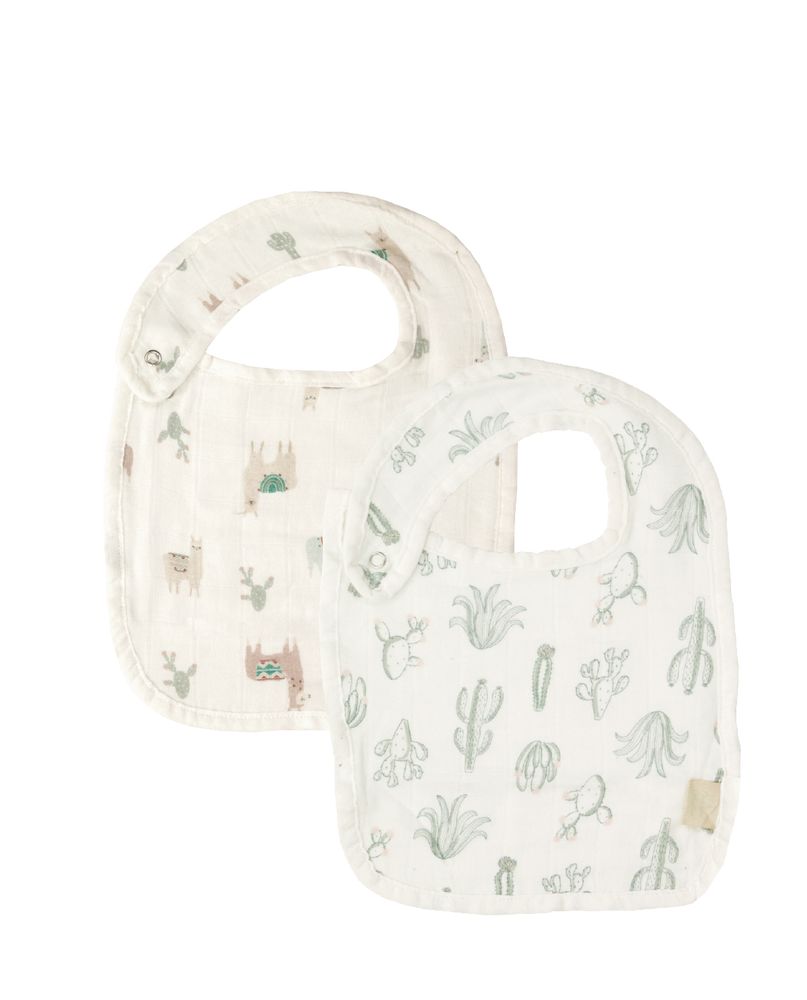 Linge d'office - LOT DE DEUX BAVOIRS EN MOUSSELINE MOTIF LAMA - PETIT ALO