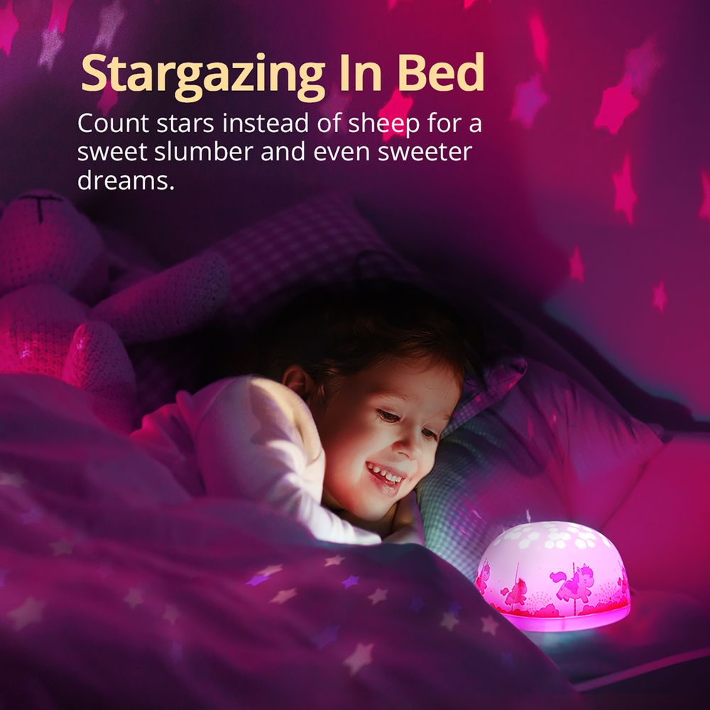 Cadeaux - Projecteur d'étoiles musicales - Carrousel rose - SOMESHINE