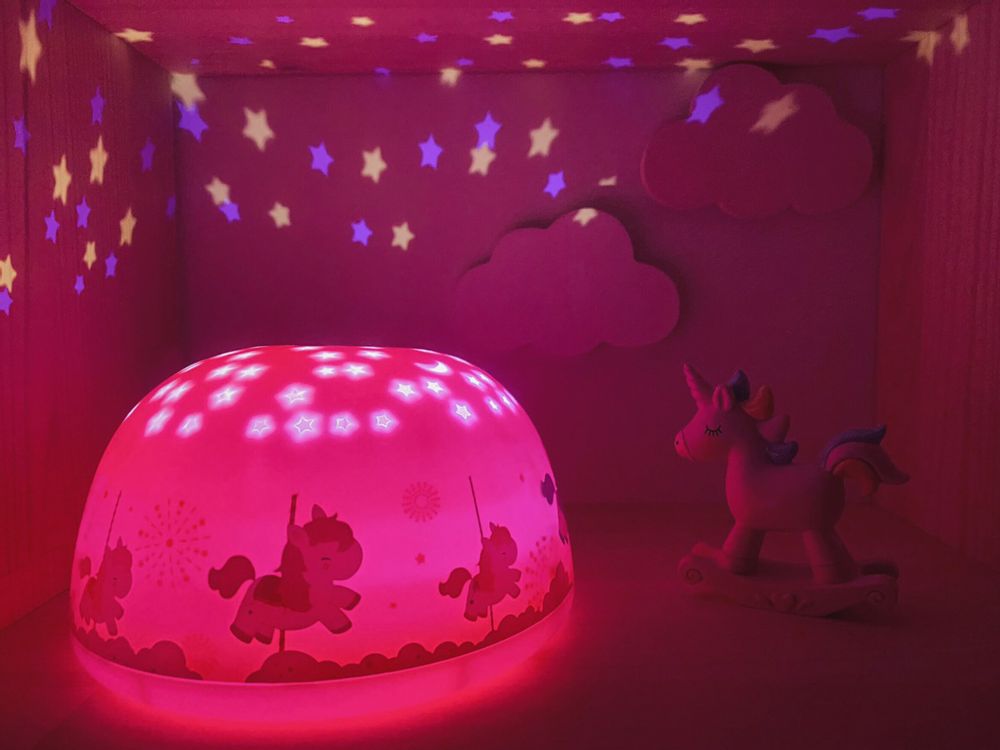 Cadeaux - Projecteur d'étoiles musicales - Carrousel rose - SOMESHINE