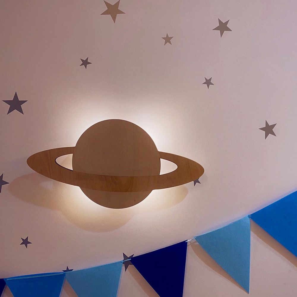 Other wall decoration - Wooden Silhouette Wall Light – Saturn - SOMESHINE