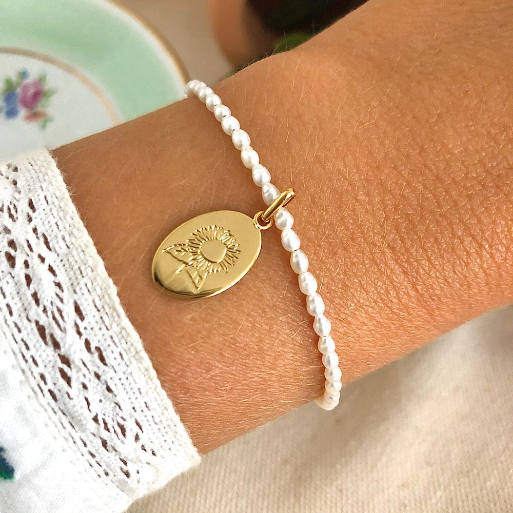 Bijoux - Bracelet médaillon fleur - JOUR DE MISTRAL
