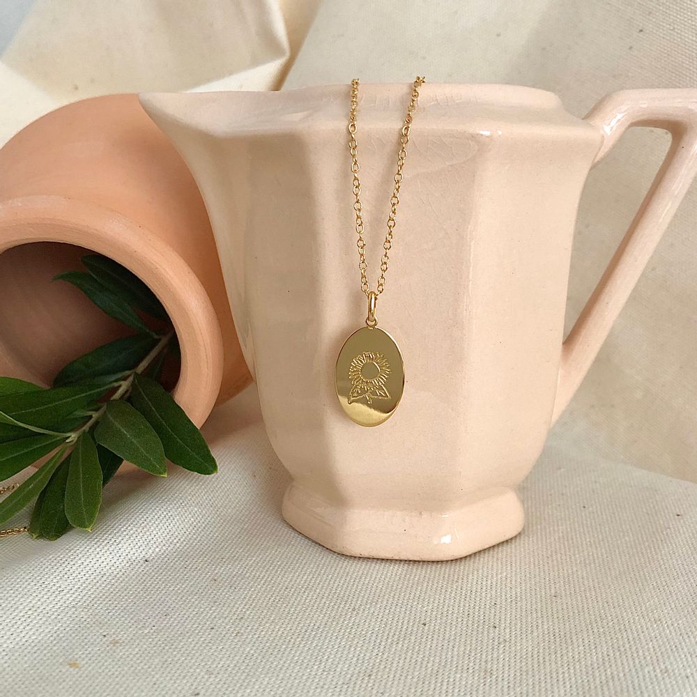 Bijoux - Collier médaillon herbier de Provence - JOUR DE MISTRAL