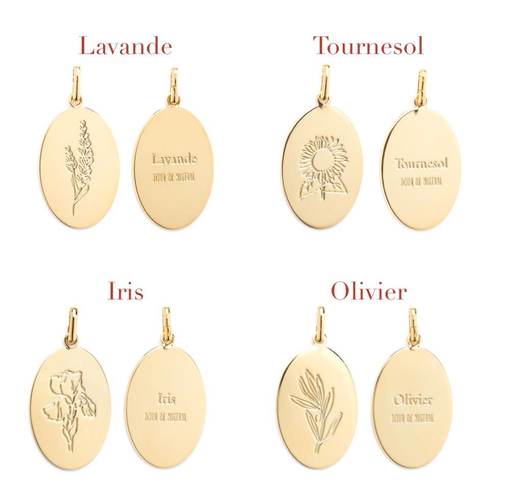 Bijoux - Créoles médaillons herbier Provence - JOUR DE MISTRAL