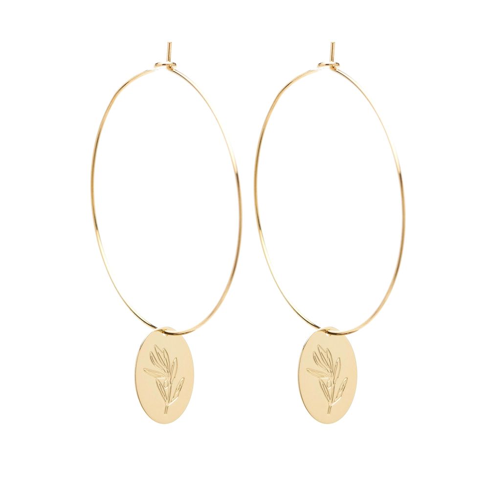 Bijoux - Créoles médaillons herbier Provence - JOUR DE MISTRAL