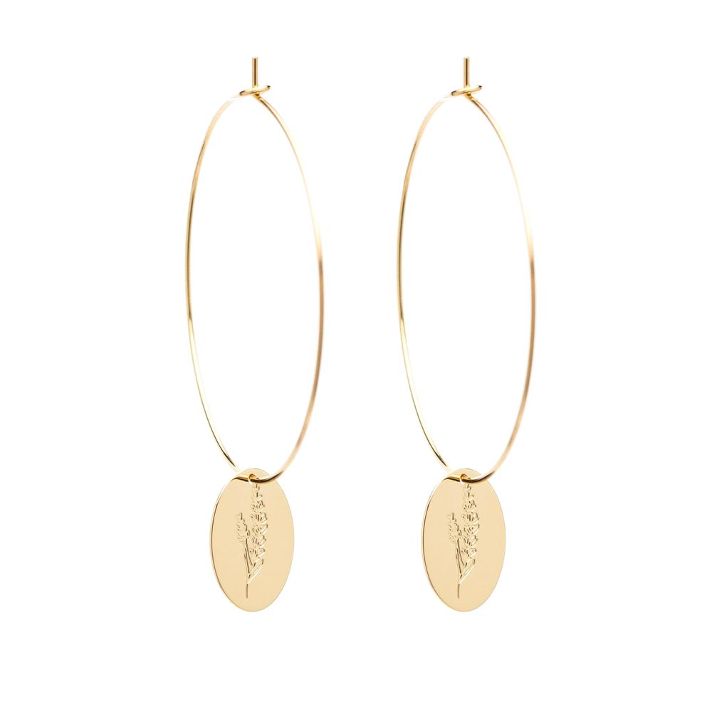 Bijoux - Créoles médaillons herbier Provence - JOUR DE MISTRAL