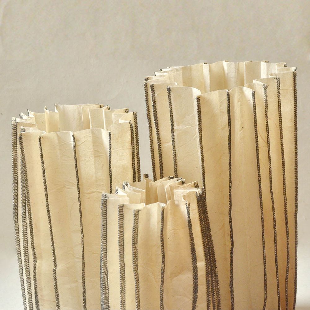Vases - Washable Paper Stitched Vase (Natural) - INDIGENOUS