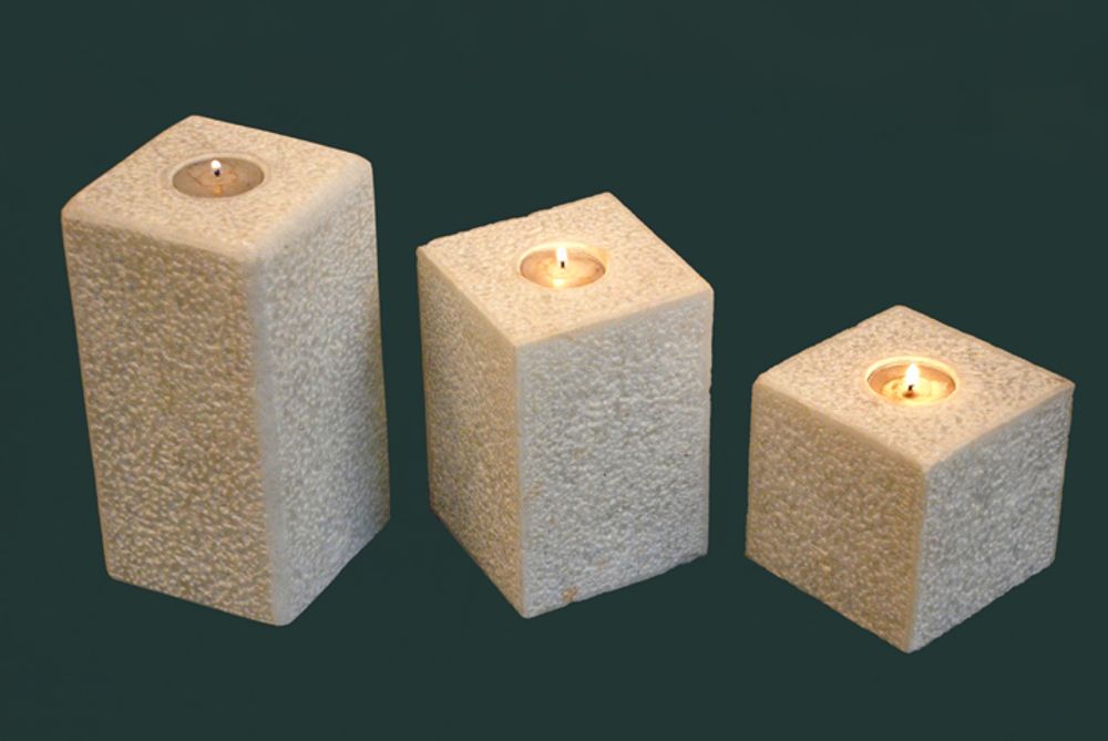 Objets de décoration - Lot de 3 supports de lumière en T en marbre Finition martelée - VEN AESTHETIC CREATIONS