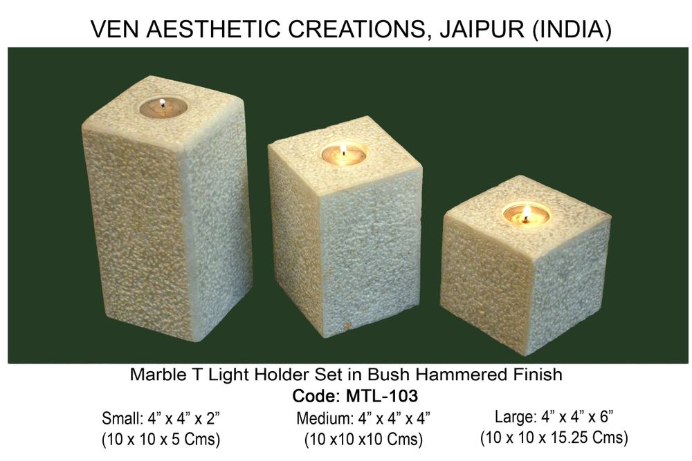 Objets de décoration - Lot de 3 supports de lumière en T en marbre Finition martelée - VEN AESTHETIC CREATIONS