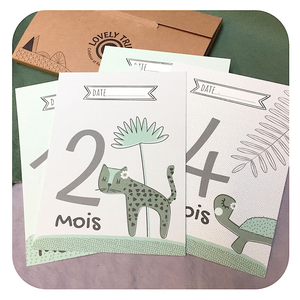 Papeterie - Décoration enfant - Cartes étapes mois après mois - LOVELY TRIBU DECORATION