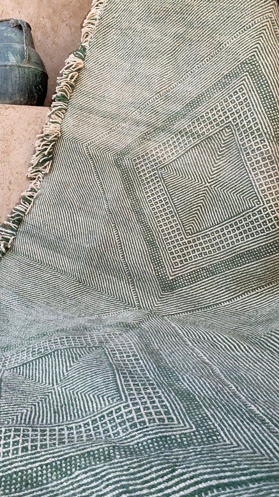 Autres tapis - Tapis marocain Kilim - Motifs Diamants Flatweave Vert - TASHKA RUGS