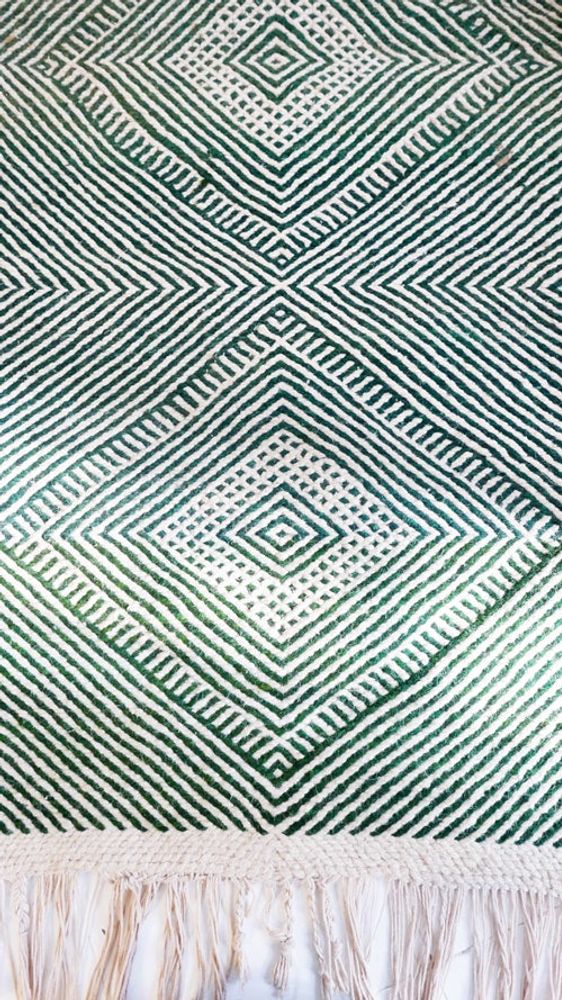 Autres tapis - Tapis marocain Kilim - Motif diamants Flatweave Vert - TASHKA RUGS