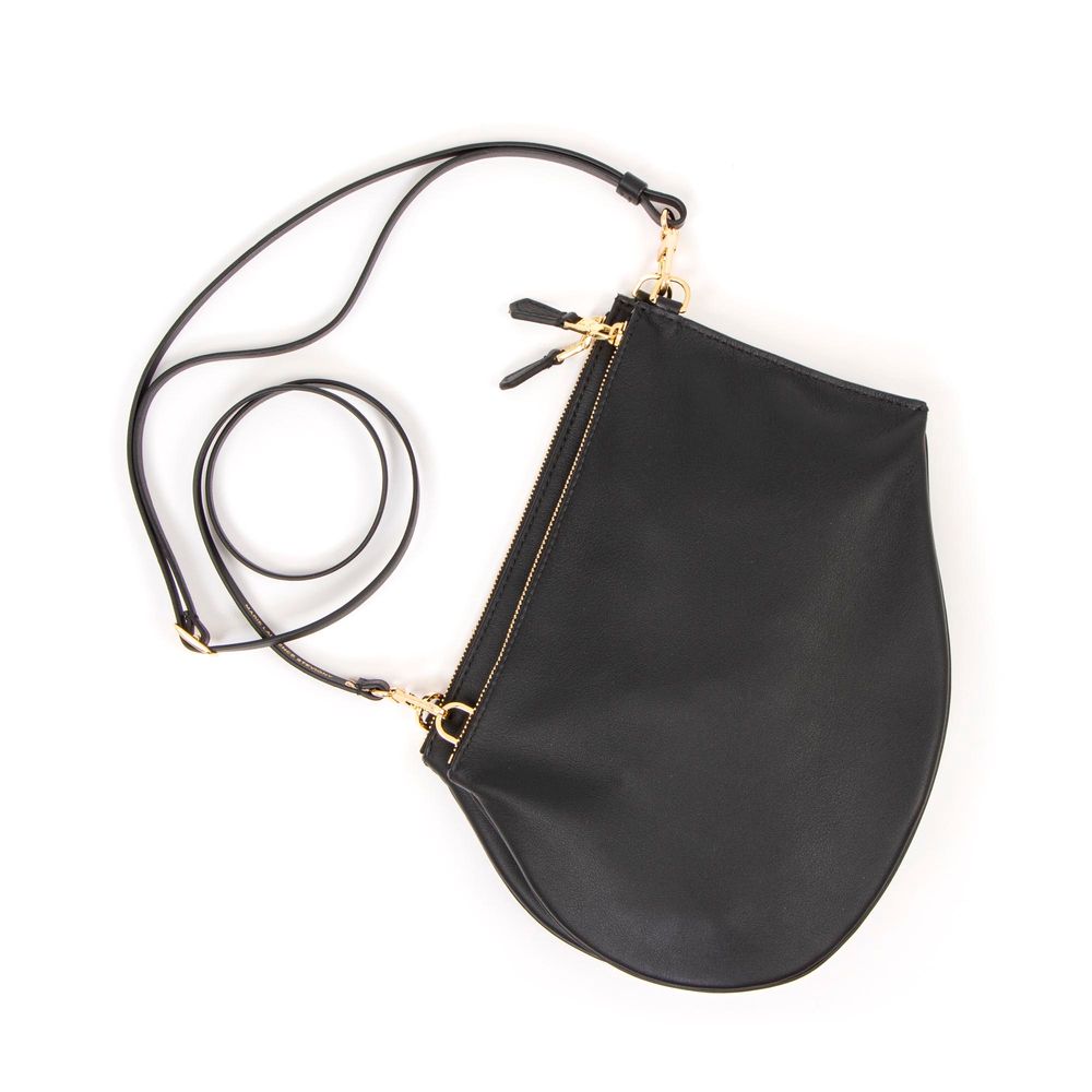 Sacs et cabas - Zip Maxi Black/Gold details - Sac en bandoulière zippée en cuir noir et détails or - MLS-MARIELAURENCESTEVIGNY