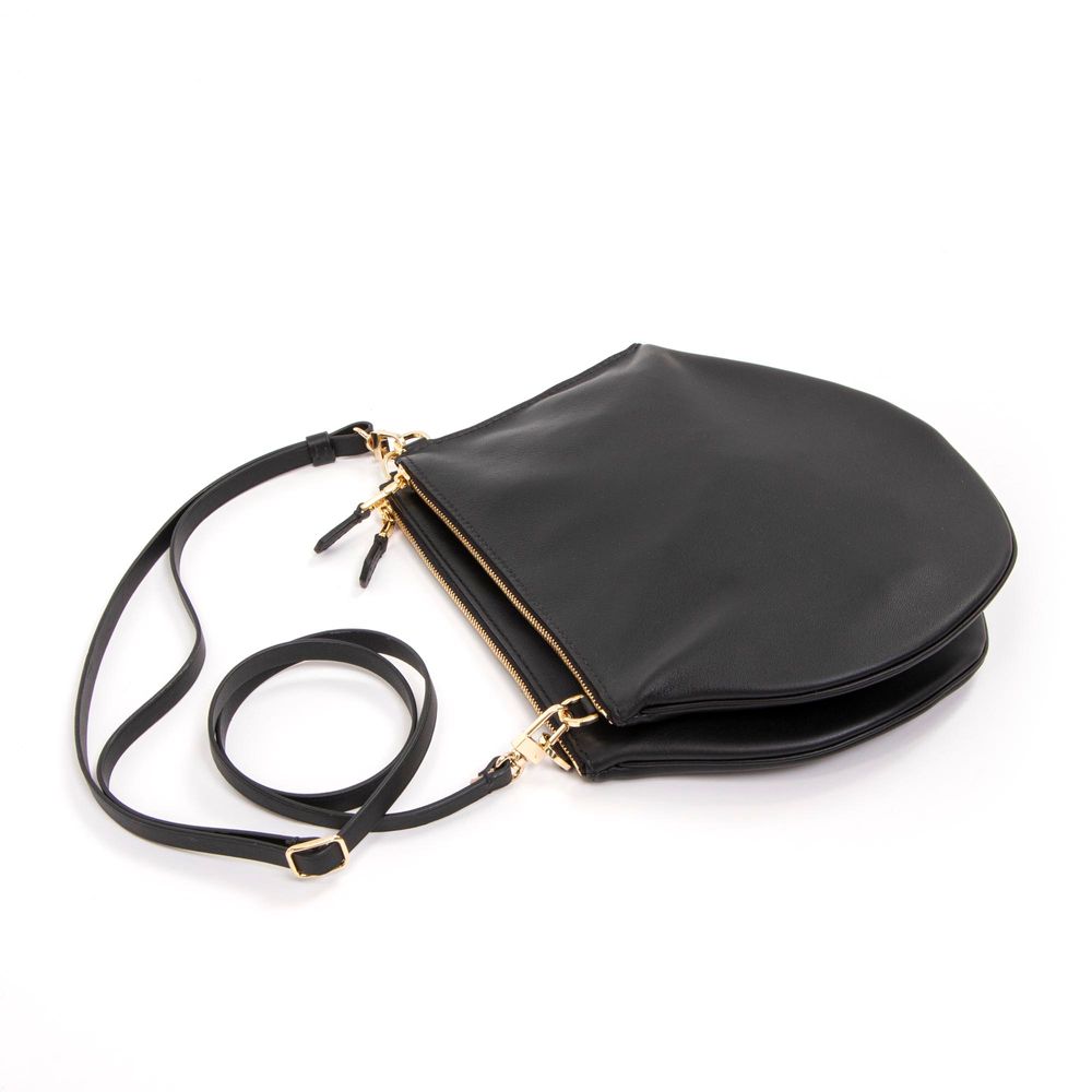 Sacs et cabas - Zip Maxi Black/Gold details - Sac en bandoulière zippée en cuir noir et détails or - MLS-MARIELAURENCESTEVIGNY