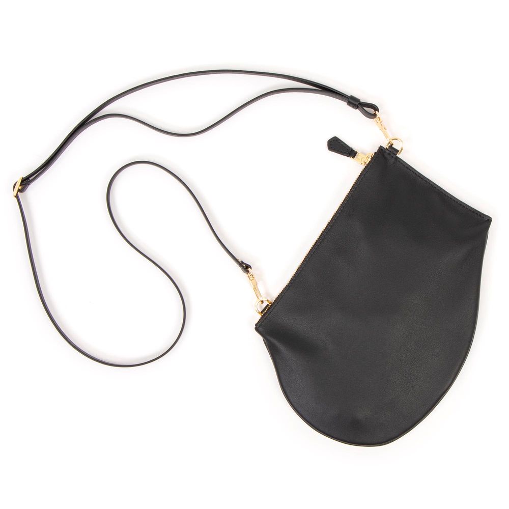 Sacs et cabas - Zip Maxi Black/Gold details - Sac en bandoulière zippée en cuir noir et détails or - MLS-MARIELAURENCESTEVIGNY