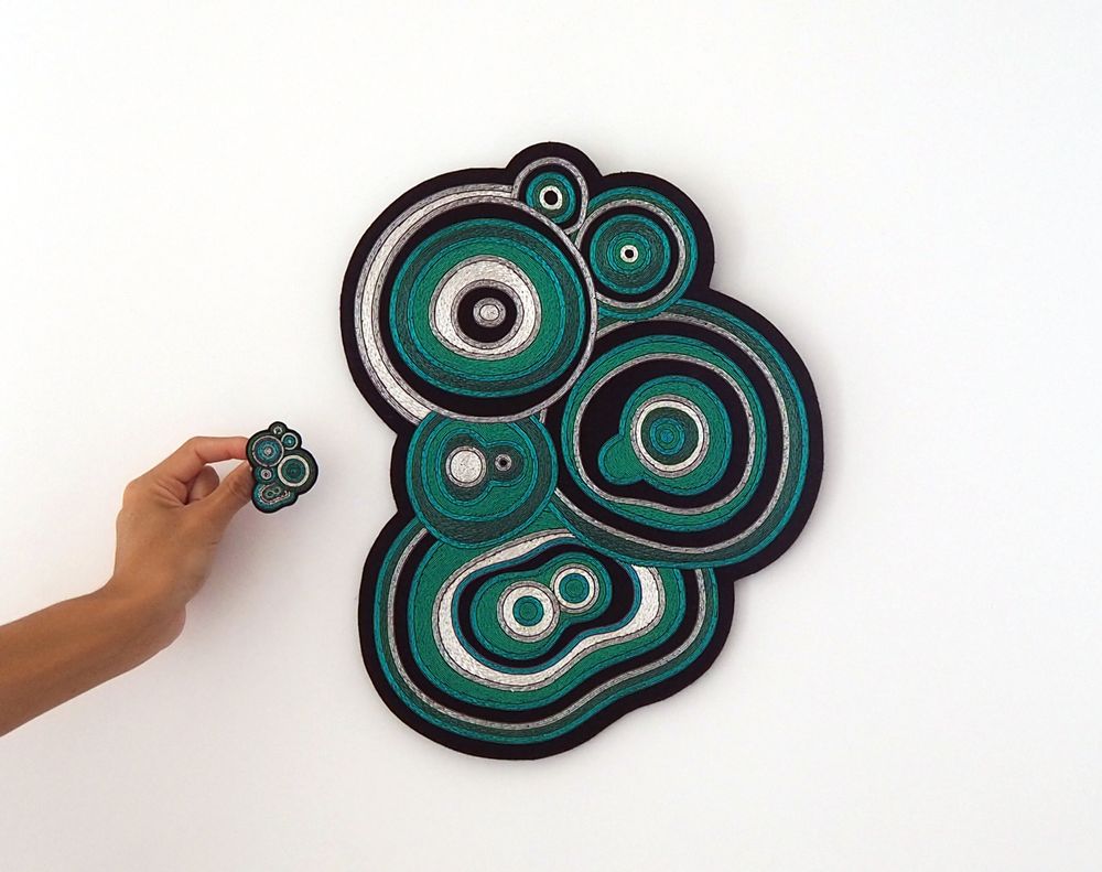 Other wall decoration - Giant Wall Embroidery - Slice of Malachite  - MACON & LESQUOY