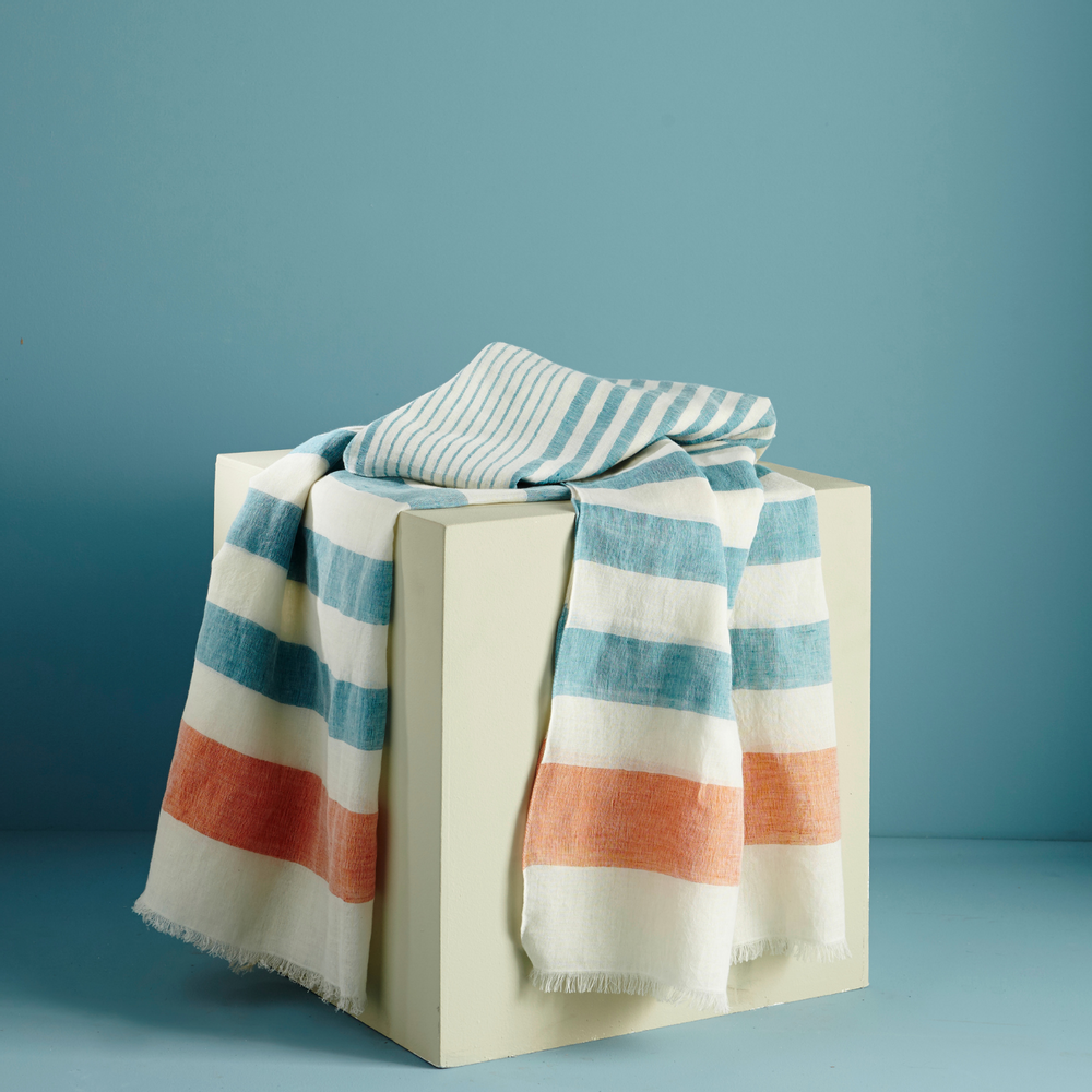 Scarves - FIGARI - MEN'S SCARF - STRIPED - LINEN - AV08 PARIS