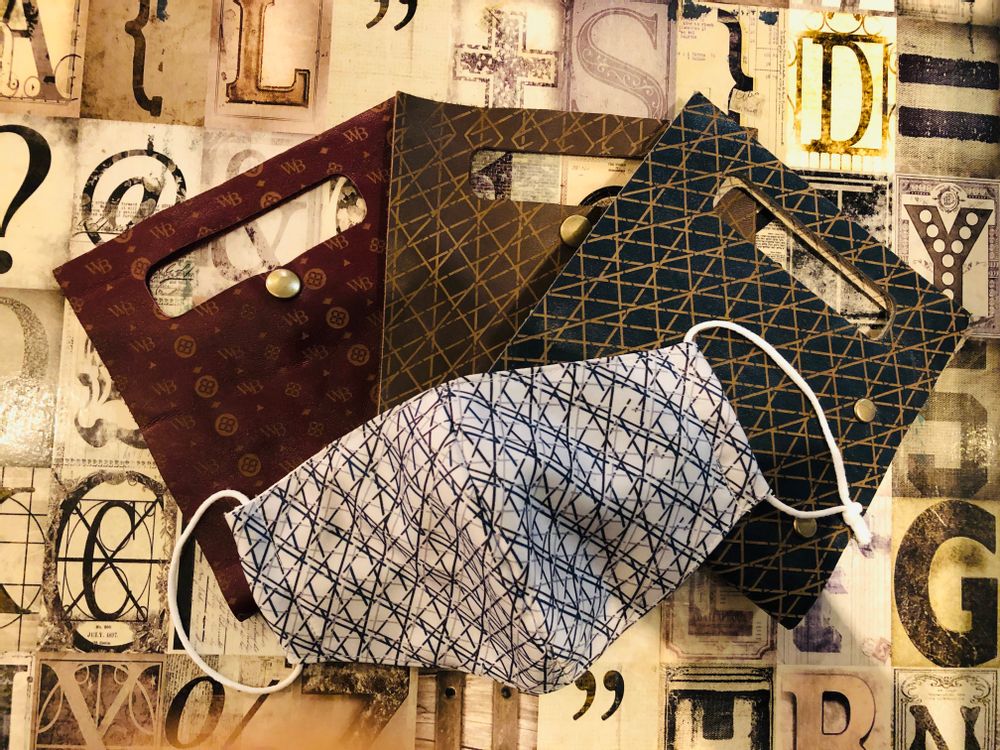 Petite maroquinerie - Étui pour masque en cuir Edo & Monogram - WABI