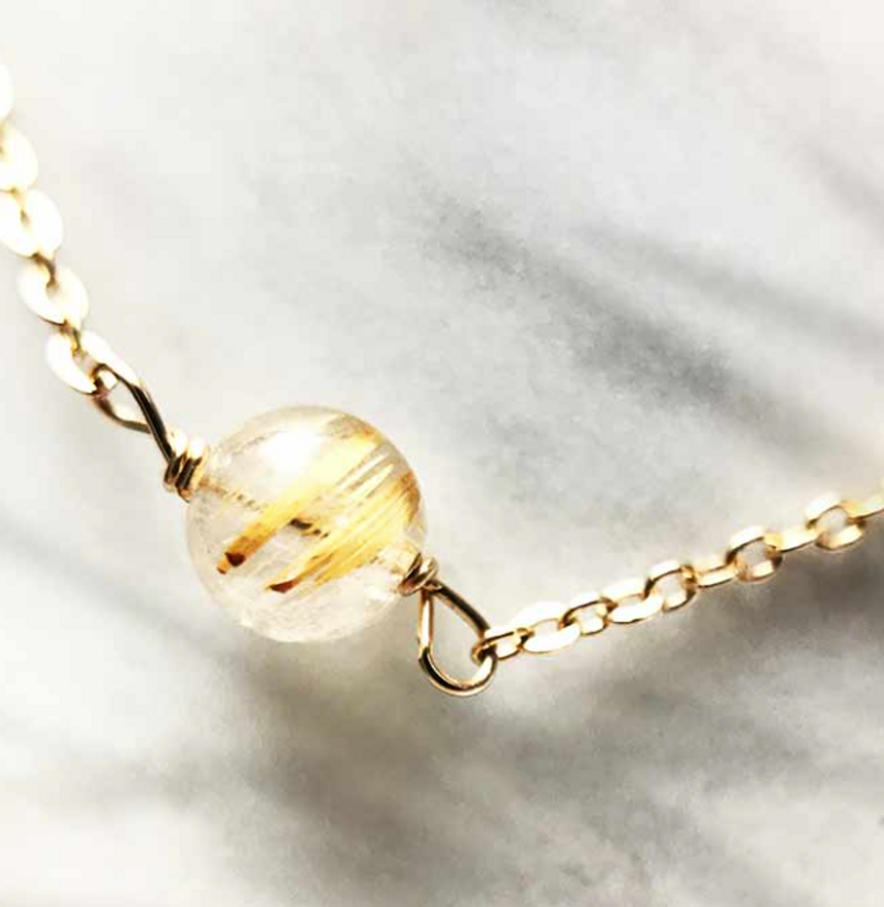 Jewelry - Rutile Quartz Link Bracelet Gold - GIVE ME HAPPINESS