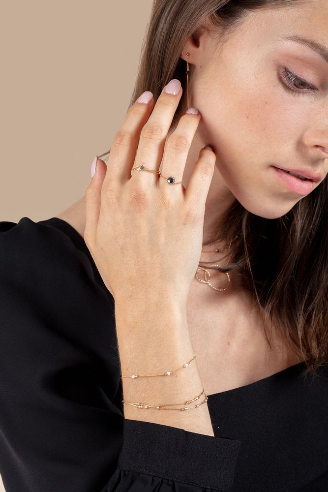 Jewelry - Small chain ring - raw diamond - YAY PARIS